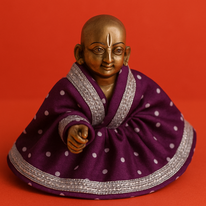 👑 Royal Polka Purple Poshak for Laddu Gopal
