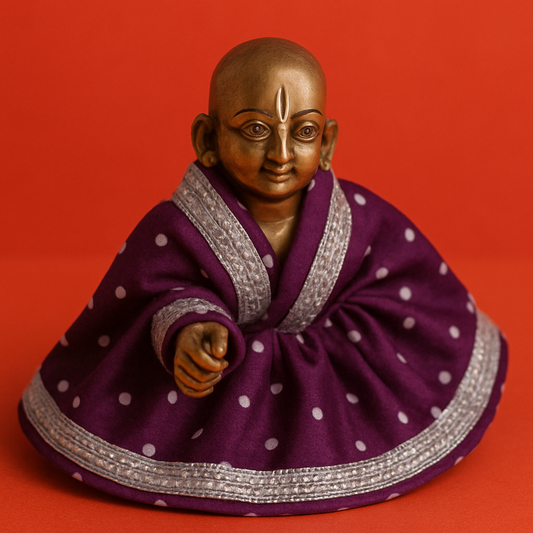 👑 Royal Polka Purple Poshak for Laddu Gopal