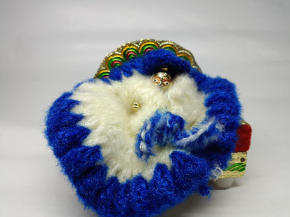 💙❄️ Laddu Gopal Ji Woolen Winter Dress 🧶 | Soft & Cozy Blue-White Fur Style  | Special for Winters 🕊️